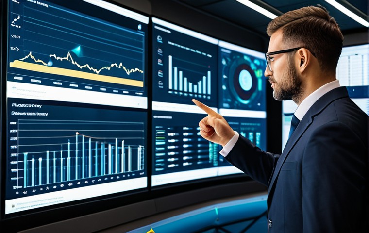 A professional safety engineer in a modest business suit, standing in a sophisticated, modern control room. Large, translucent data screens display complex charts and predictive analytics related to workplace safety. The individual is pointing at a screen, engaged in analysis, representing the integration of AI in risk prevention. The environment is clean and well-lit, emphasizing innovation and a forward-thinking approach to safety, fully clothed, appropriate attire, professional dress, safe for work, appropriate content, perfect anatomy, correct proportions, natural pose, well-formed hands, proper finger count, natural body proportions, professional photography, high quality.