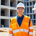 건설업에서의 작업별 안전수칙 - **Prompt:** A diverse group of construction workers, including men and women of various ages and eth...